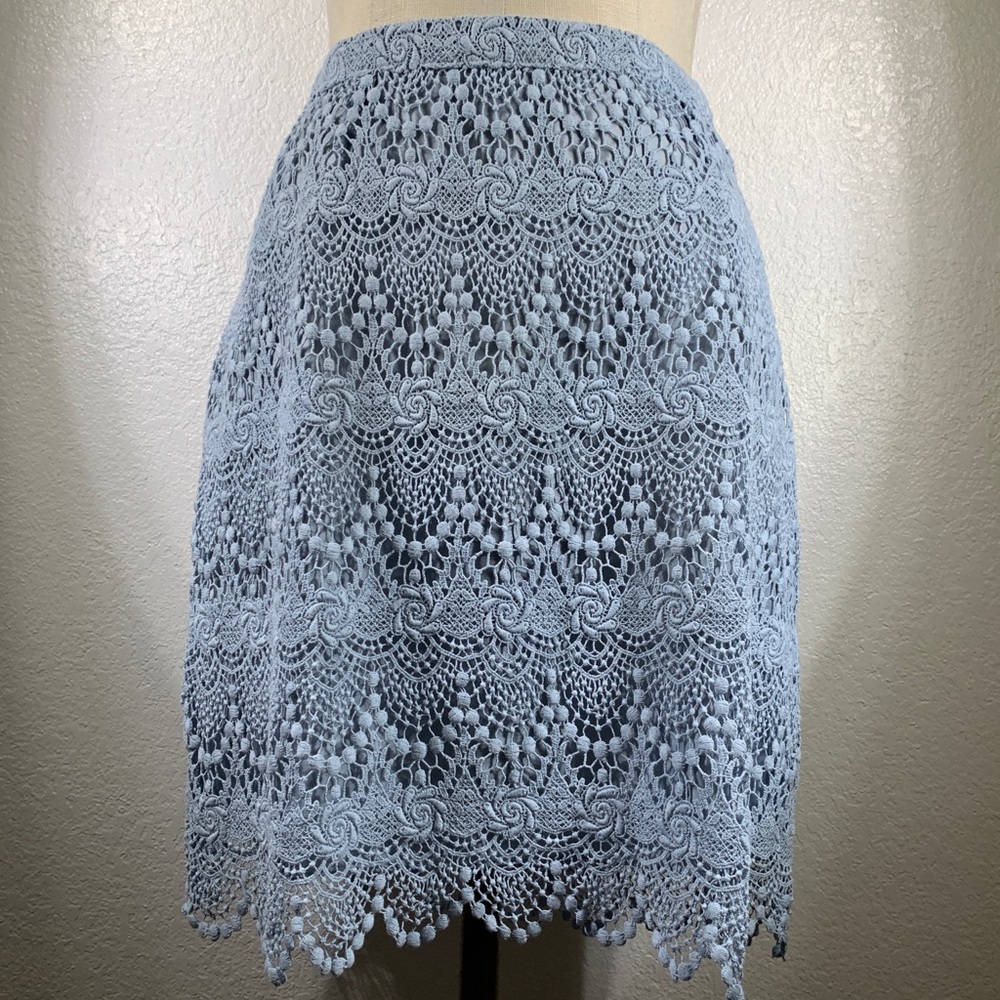 Johnny Was 4LNL lace chambray skirt size L NWT